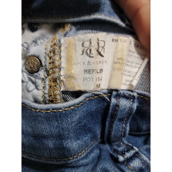 Rock & Republic Size M Berlin Distressed Skinny  Denim Jeans STRETCH - Picture 5 of 10